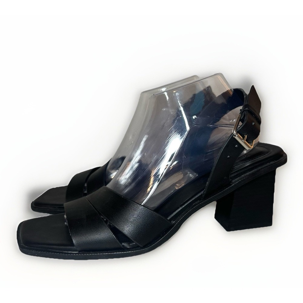 MNG by Mango Women's Black Strappy Square Heel Sandals US 9.5 EU 41
